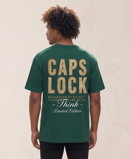 "CAPS LOCK" Oversized Graphic T-Shirt For Men