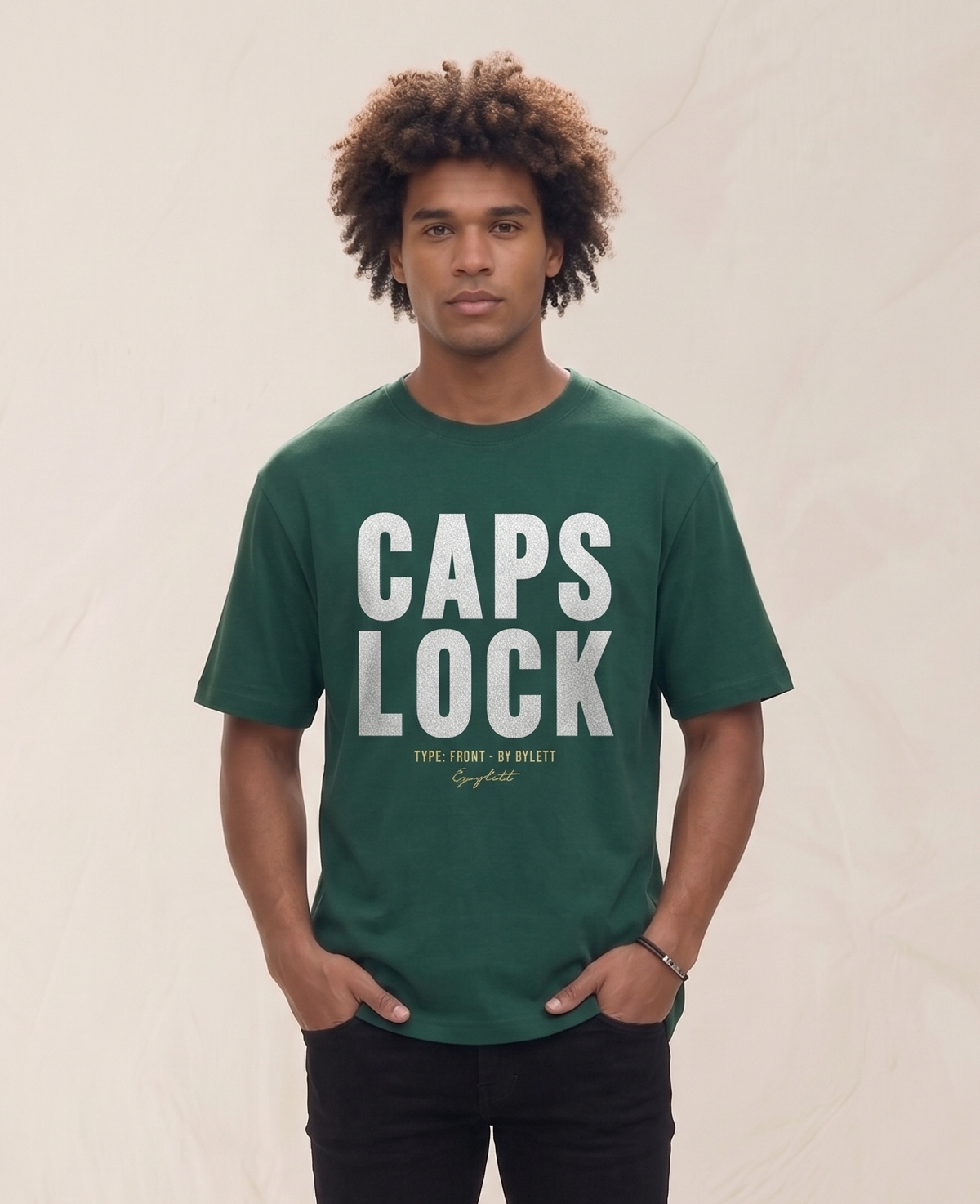 "CAPS LOCK" Oversized Graphic T-Shirt For Men
